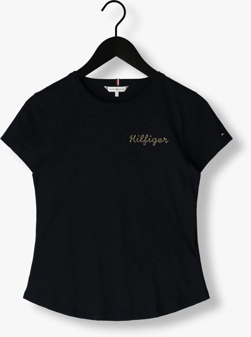TOMMY HILFIGER donkerblauwe tommy hilfiger t-shirt slim gold hilfiger c-nk ss