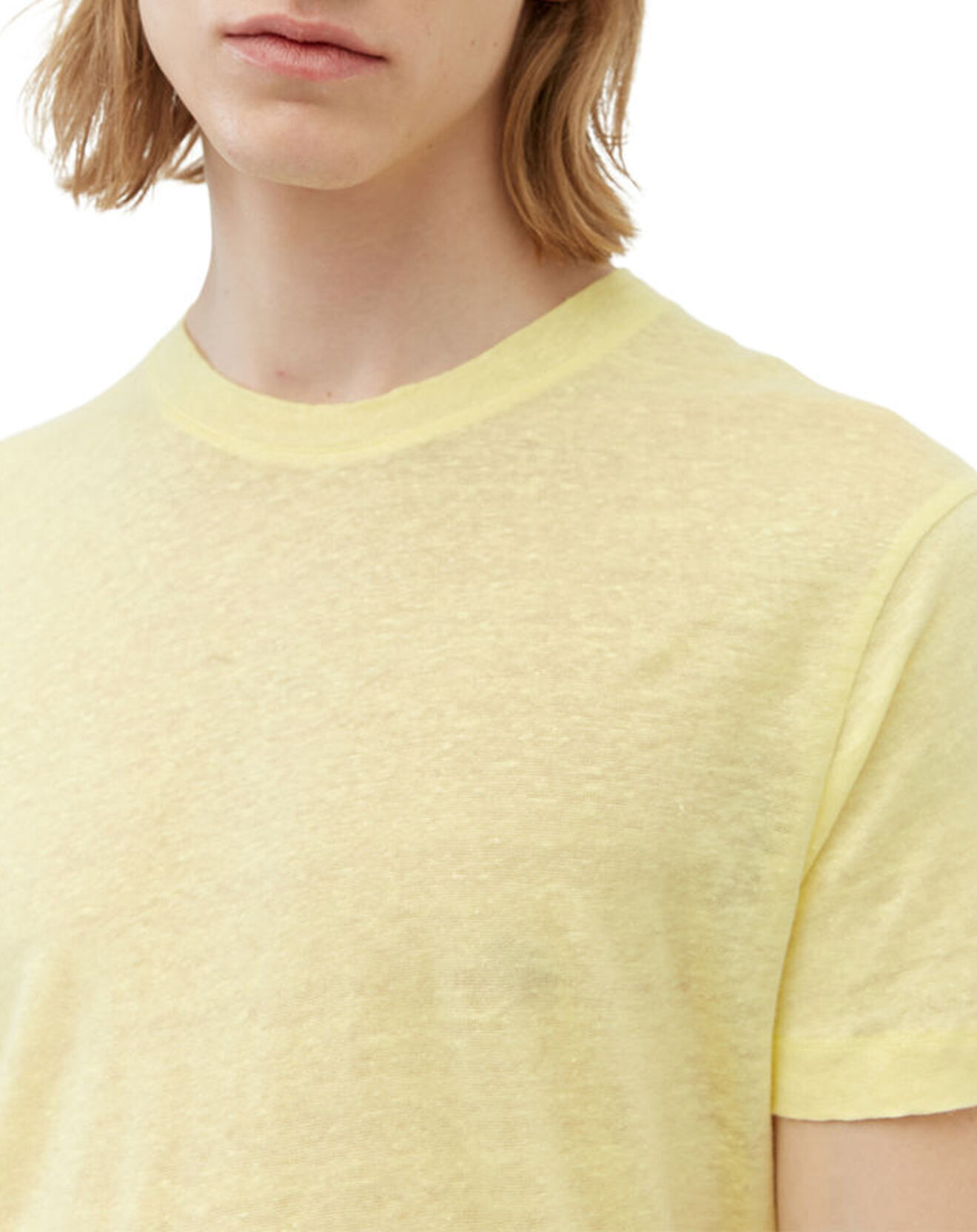 Marc O'Polo T-Shirt 100% Lin manches courtes Col Rond jaune