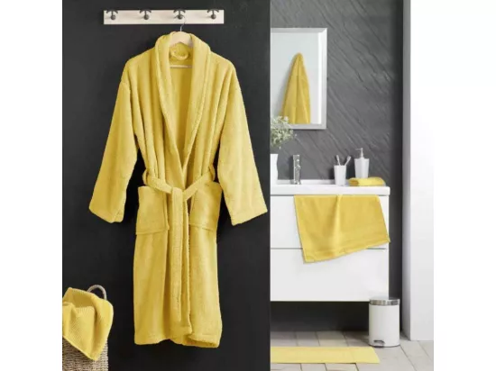 Peignoir confort en coton texture éponge - Jaune - Taille unique