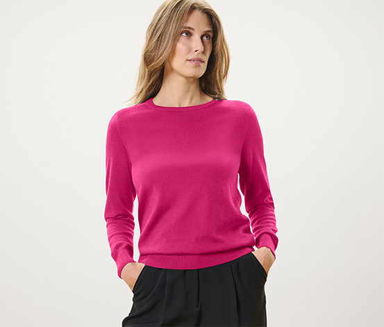 Merino-Feinstrickpullover, himbeere