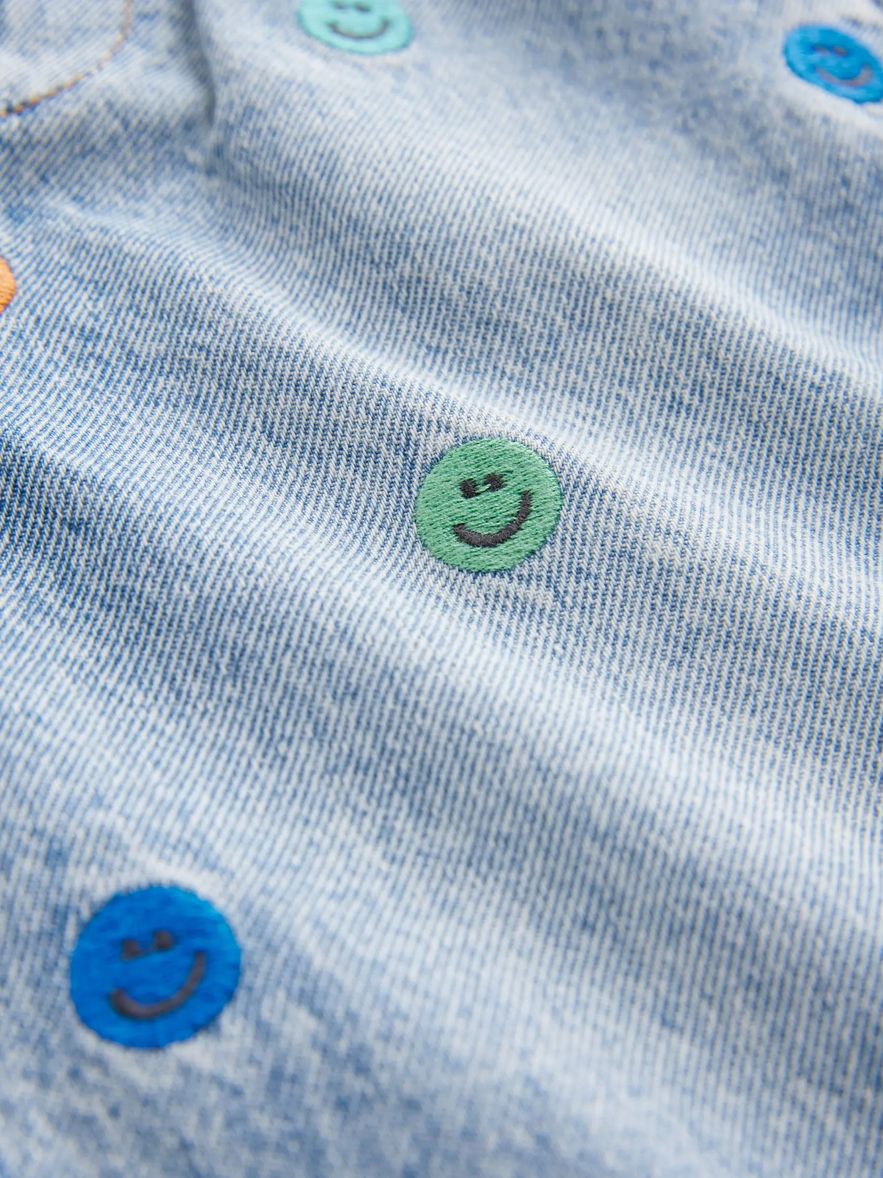 Normaal blauw - 100% katoenen denim jeans met borduursel (3mnd -7jr)