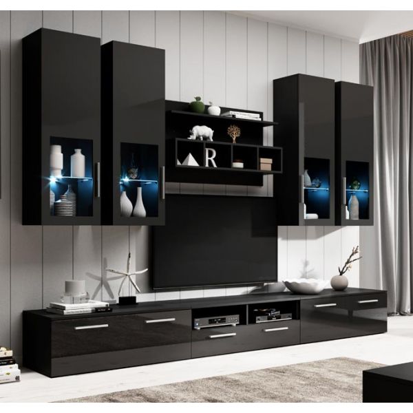 Móveis Bonitos Móvel de Sala Modelo Acosta Preta (3 M) - MSAM059BLBL