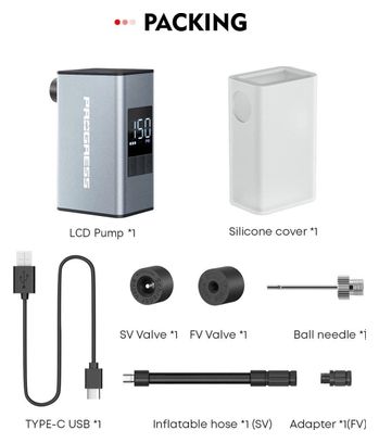 Pompe à vélo électrique - Mini compresseur - Progress PG-835 LCD - 150PSI
