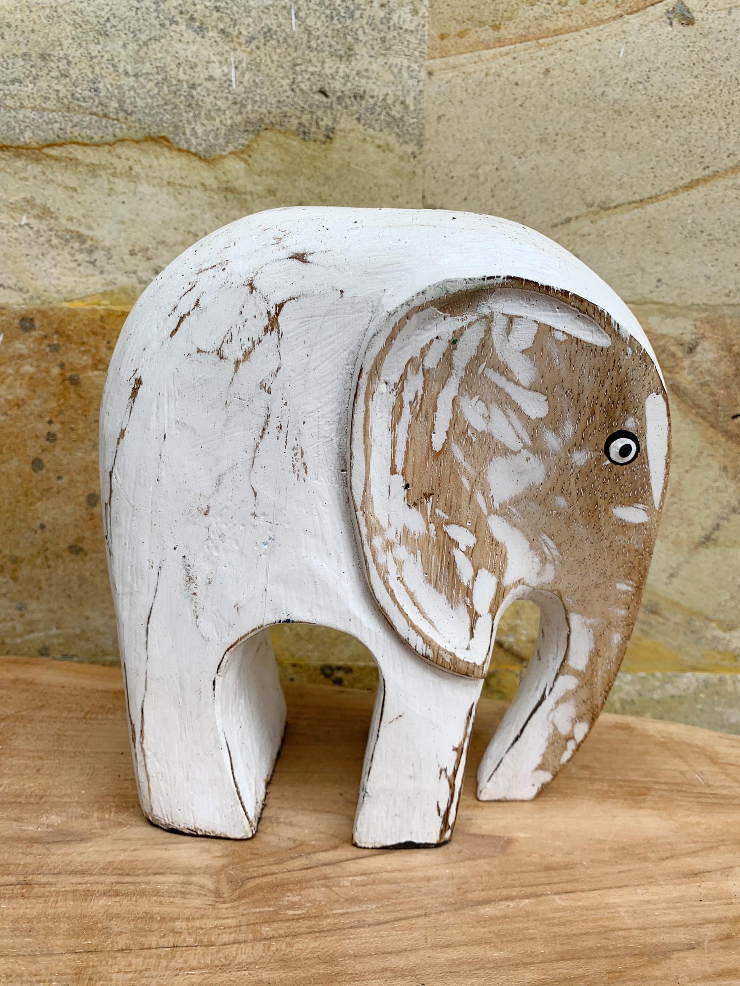 Figur 'Elephant', vintage weiß, B 17 cm, H 20 cm, L 7 cm von fischer's lagerhaus