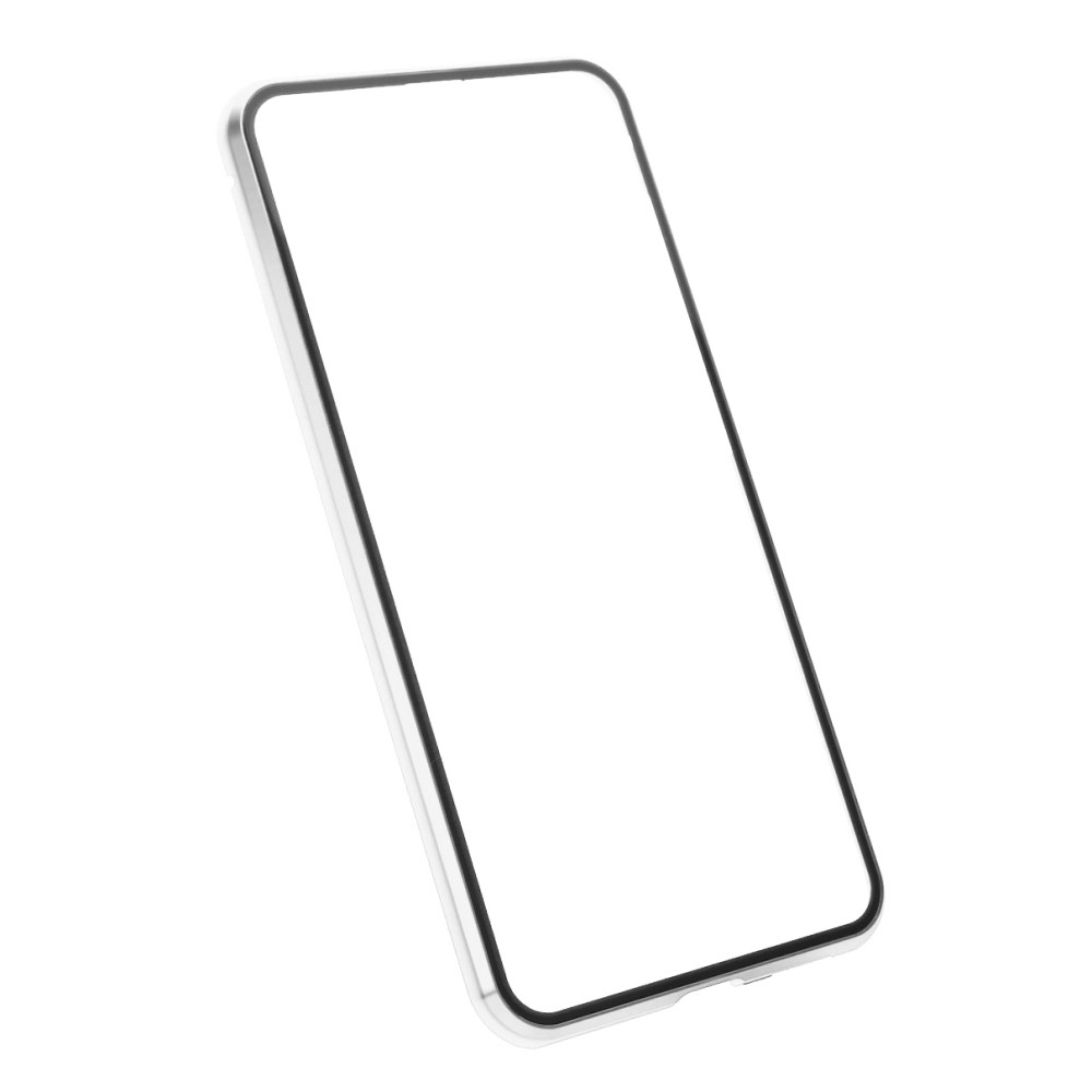 Samsung Galaxy S21 FE 5G Magnetische Alu Schutzhülle mit Panzer Glas Backcover   Displayschutz (Magnet-Technologie) - Silber