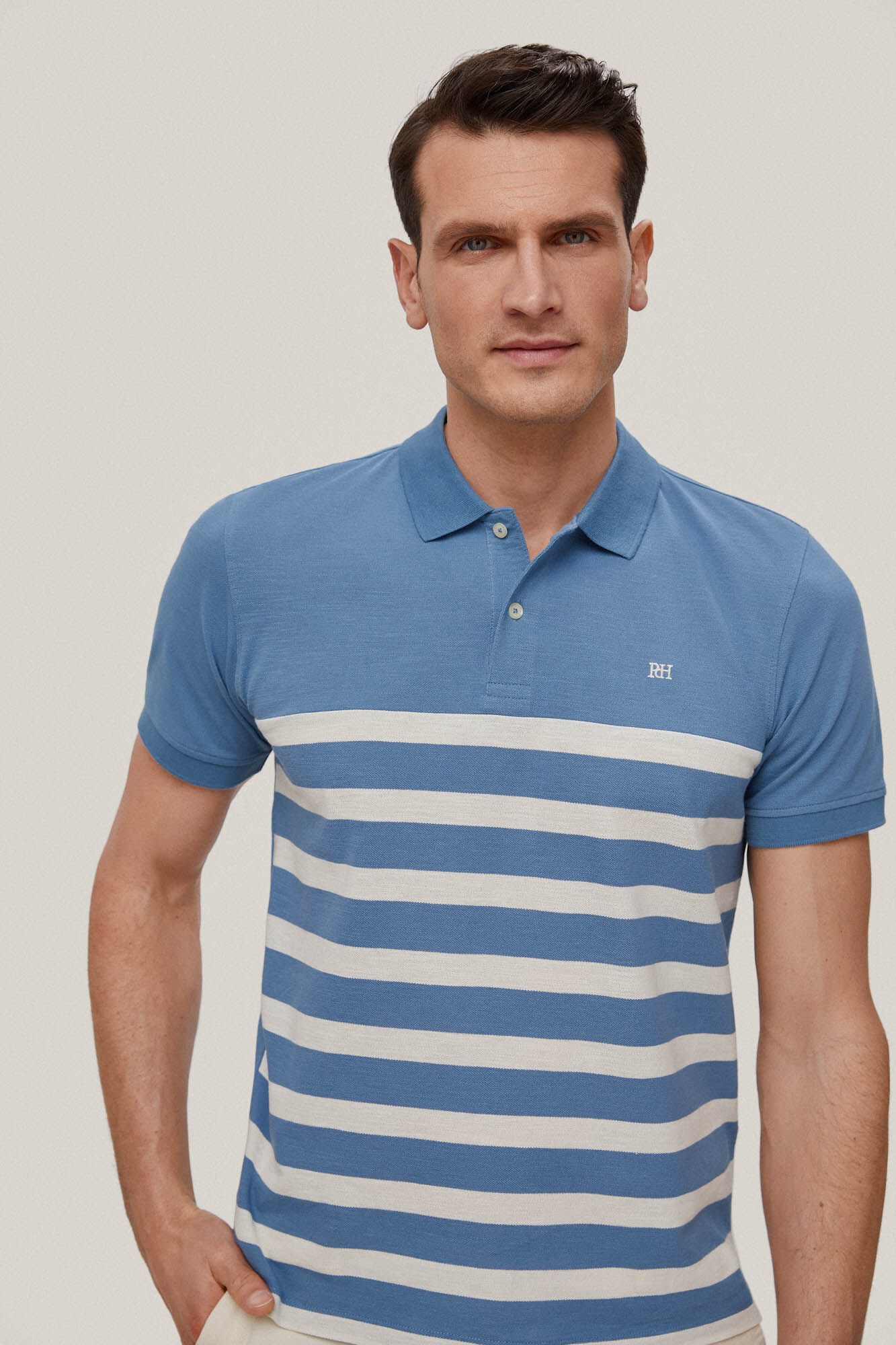 Camisa polo listrada estilo fantasia - Azul