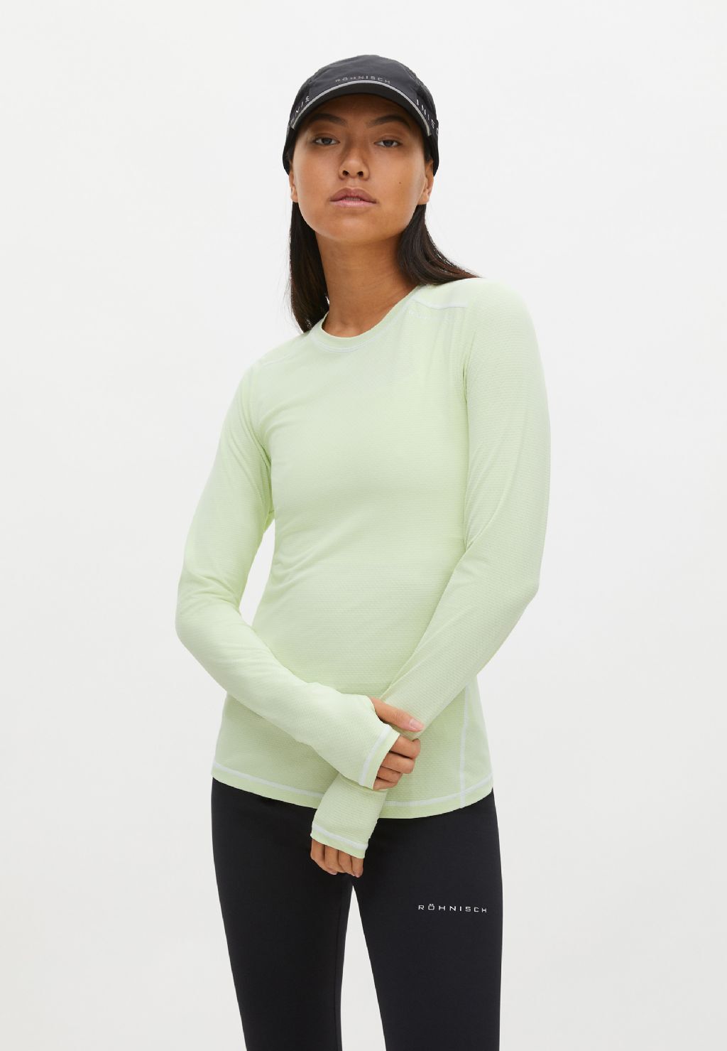 Röhnisch Jacquard Hardloopshirt Lange Mouwen Groen Dames