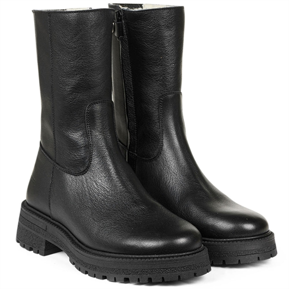 Mid-Cut Støvle Med Elastik Og Lynlås Black/Black