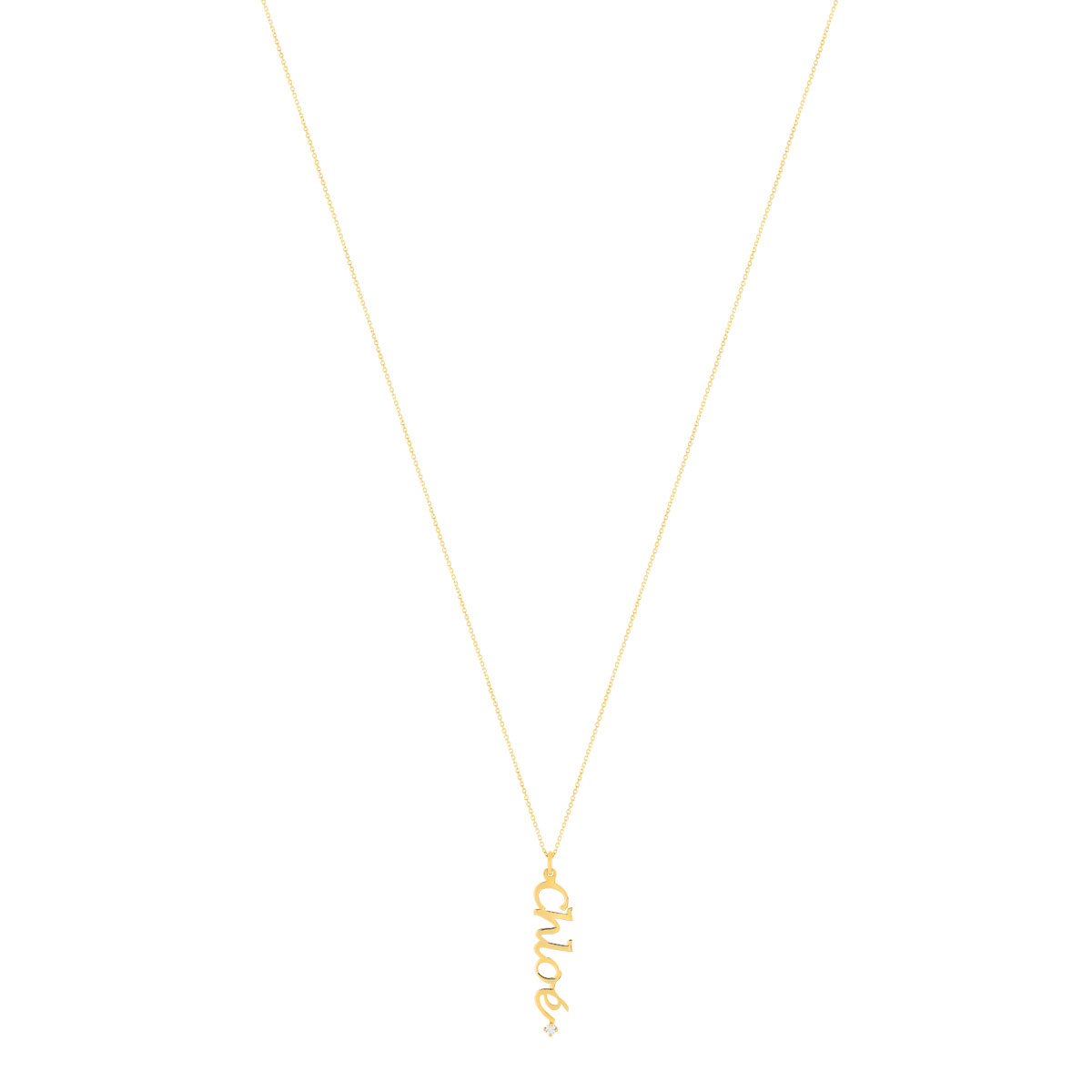 Collier or jaune 375 à votre prénom. Longueur 43 cm.