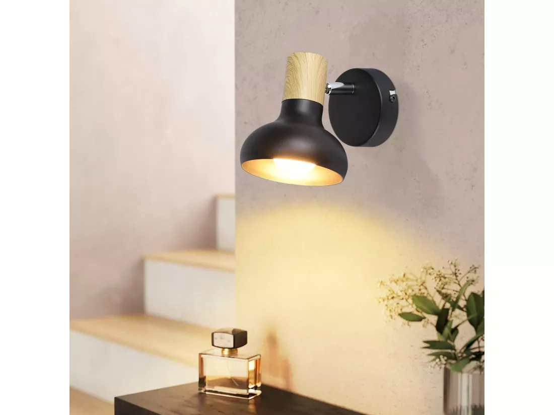 NETTLIFE Spot de plafond vintage E14 abat-jour industriel en fer spot pivotant pour chambre à coucher couloir salon
