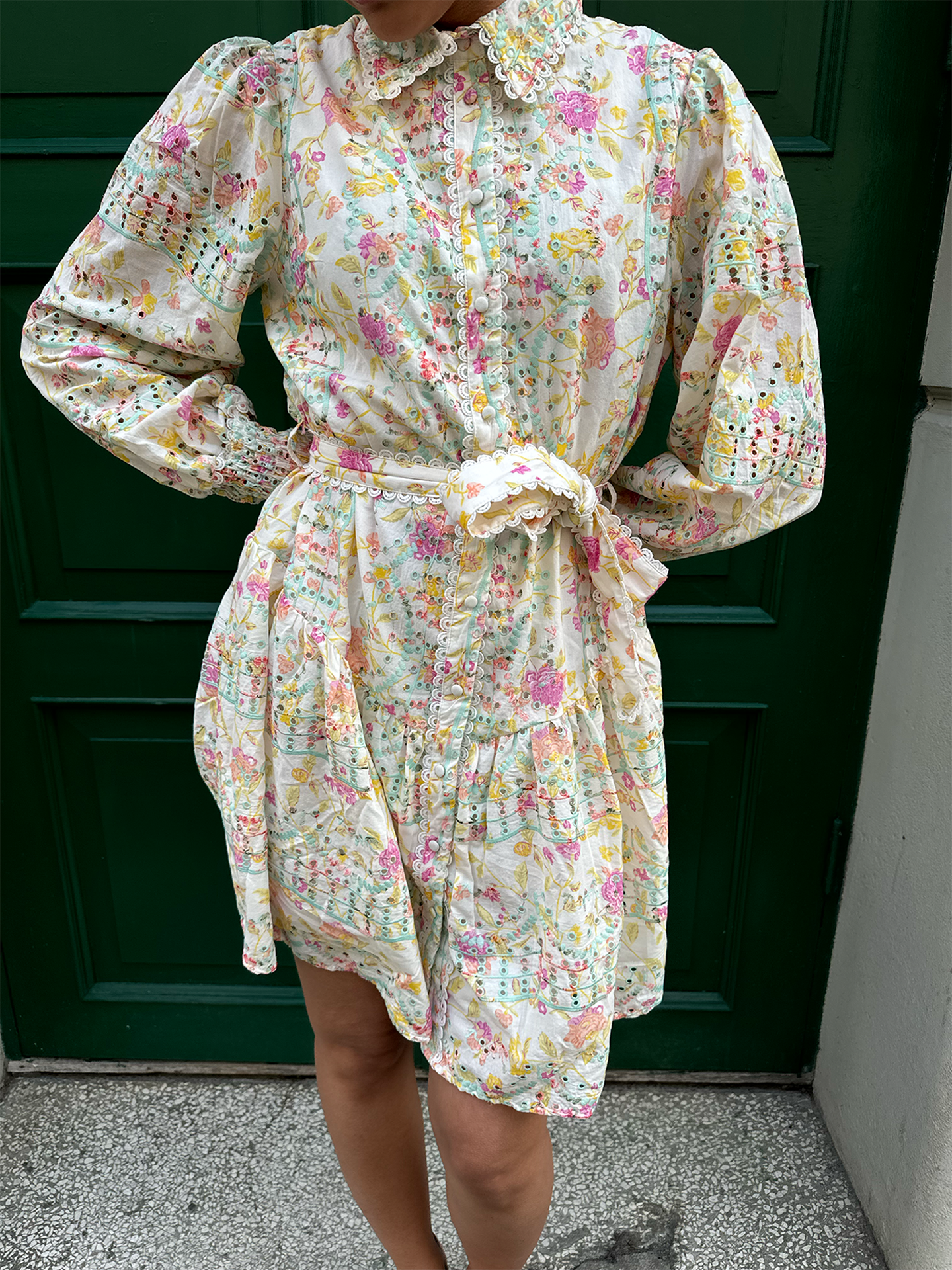 Mellia Long Sleeve Embroidered Dress
