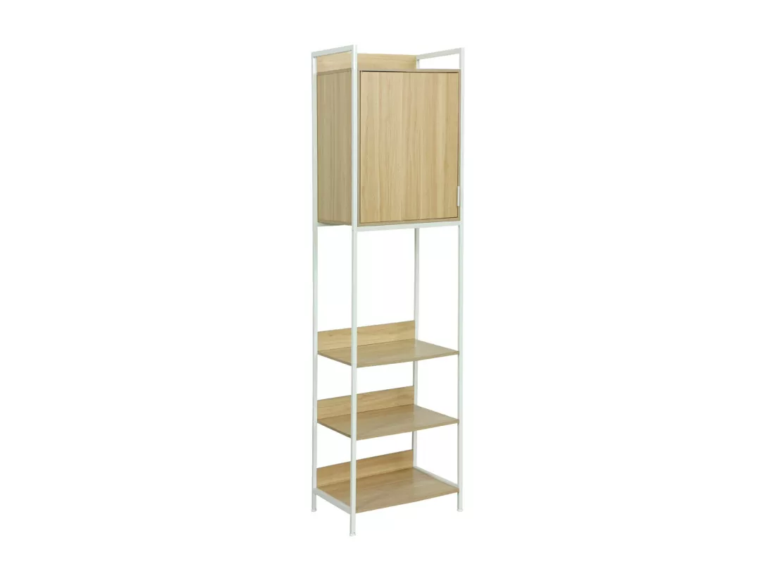 Module dressing blanc avec 5 étagères et 1 porte. L 60 x P 48 x H 190 cm