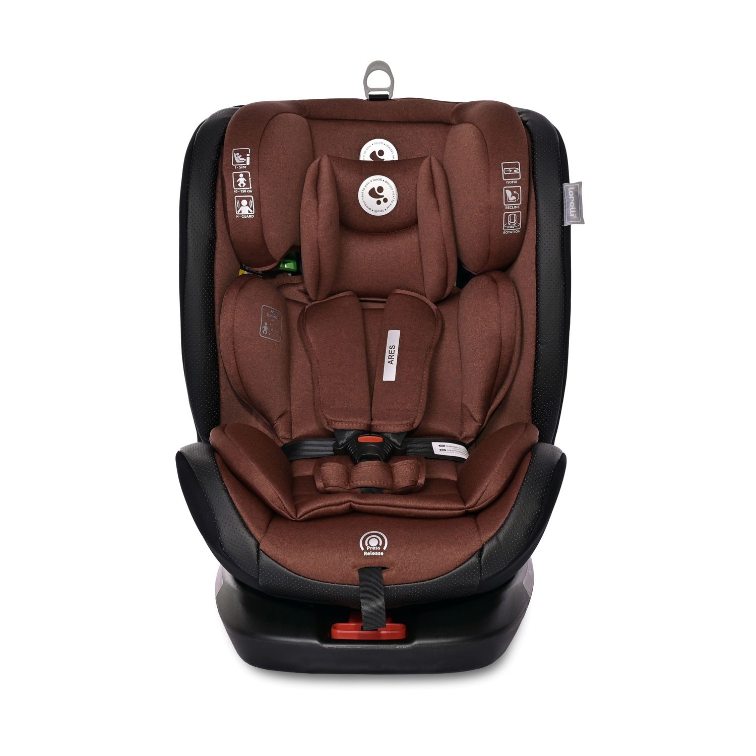 Lorelli Kindersitz Ares i-Size (40-150cm) Isofix, verstellbar, Sitz 360° drehbar braun
