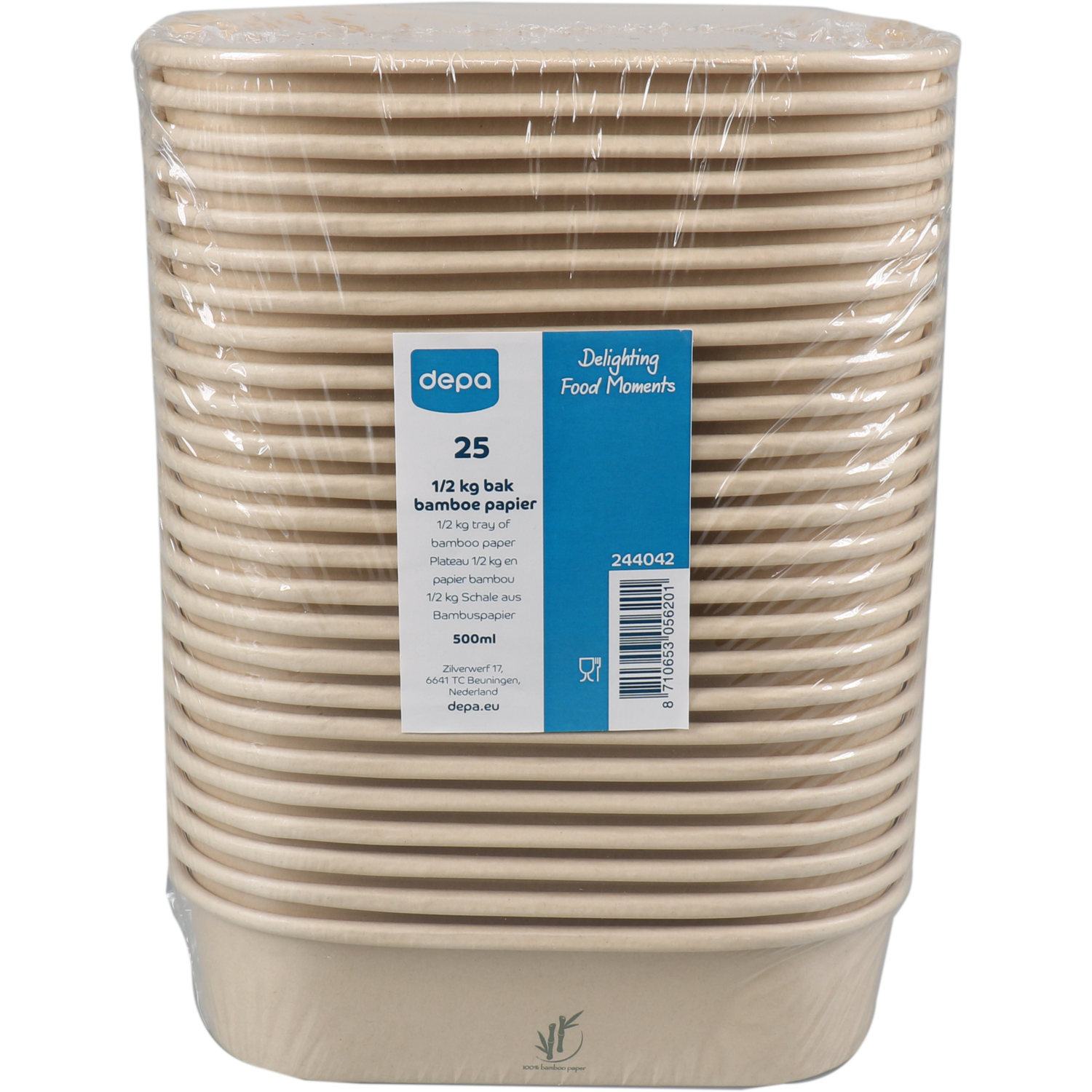 Depa Bak, Bamboepapier + PP, 500ml, kilobak, 173x120x43mm, crème