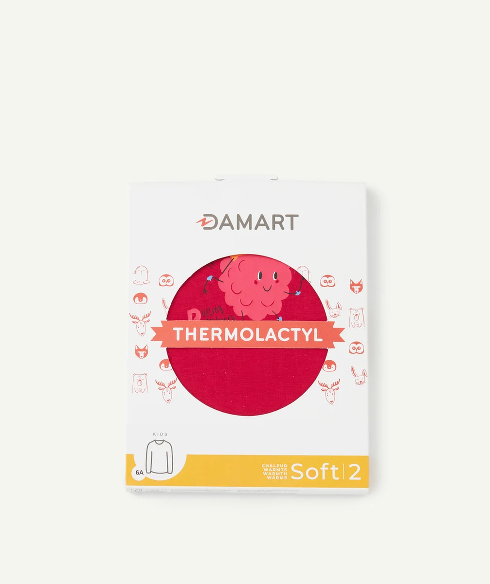 DAMARTT-SHIRT THERMOLACTYL ROSE AVEC IMPRIMÉ CERISE