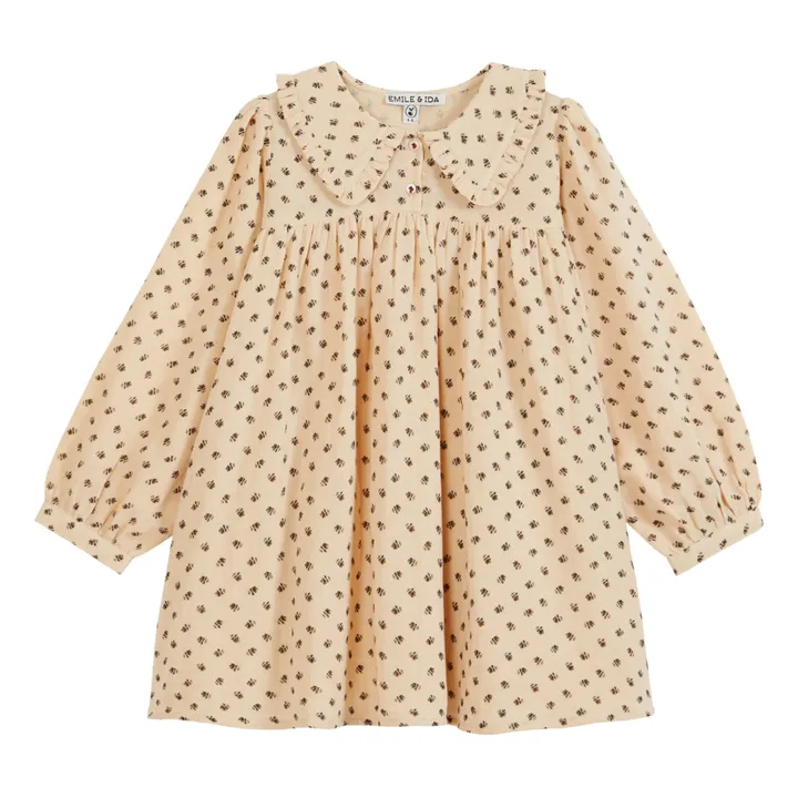 Emile et Ida Robe Gaze de Coton Fleurie | Ecru