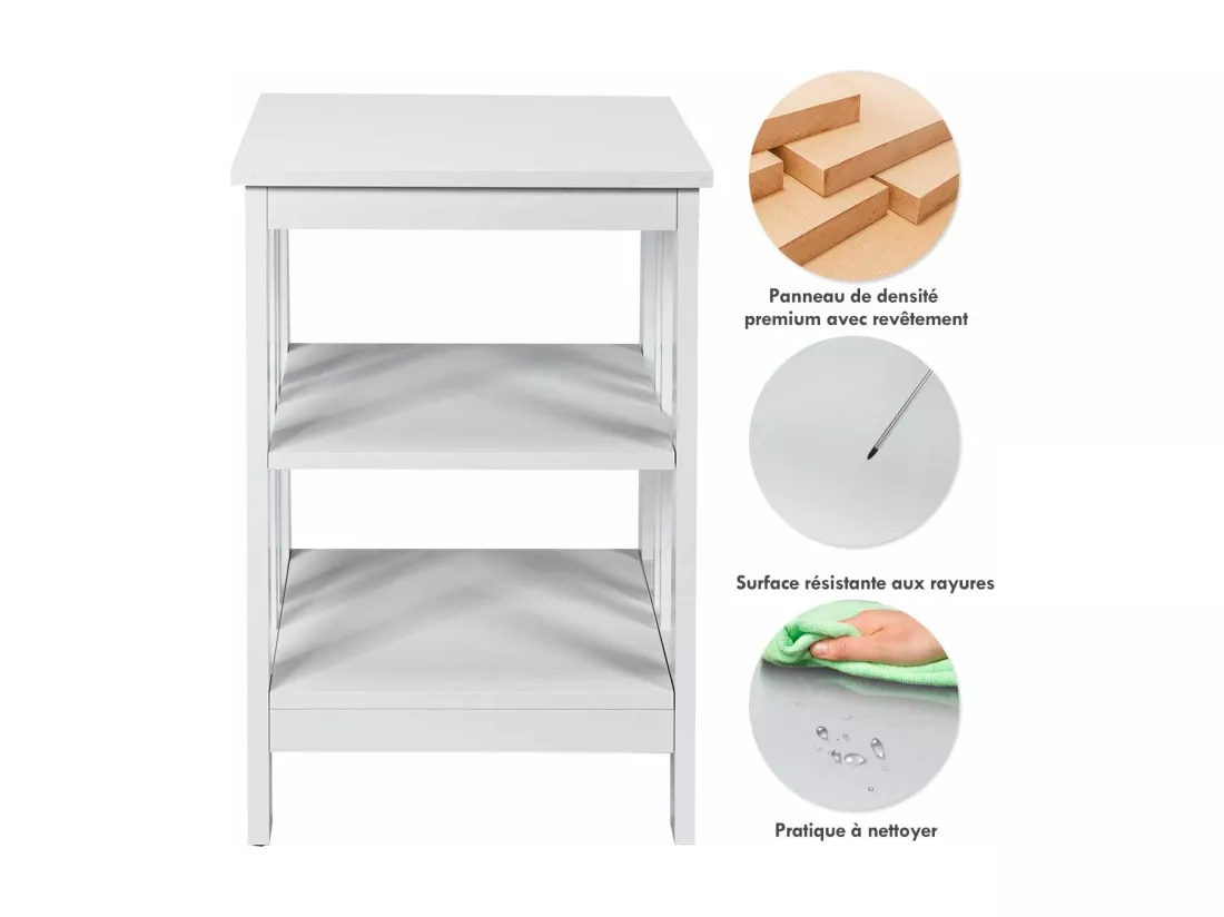 Table de Chevet Lot de 2, Table d'Appoint Chevet pour Chambre, Salon, 40x40x61cm (Blanc)