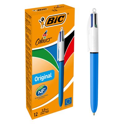 BIC 4 Couleurs - 12 Stylos à bille 4 couleurs - 1 mm