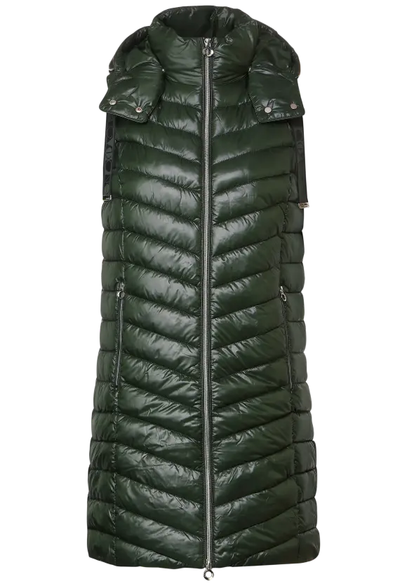Longweste in Stepp Optik - verdant green