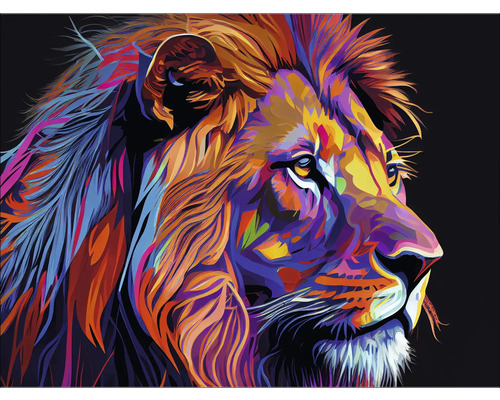 Canvas schilderij Kleurrijke Leeuwenkop V 116x84 cm