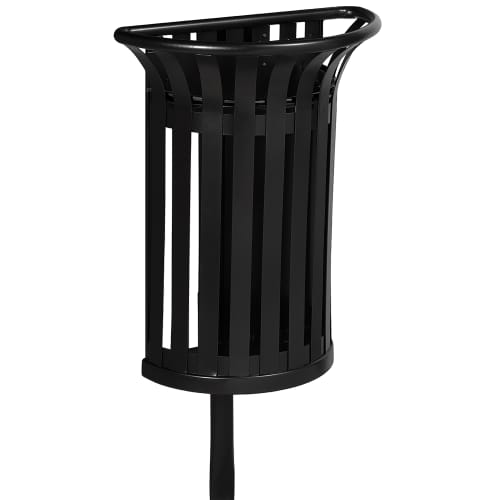 Corbeille acier Tulipe fixation sur poteau 35L gris manganèse Rossignol