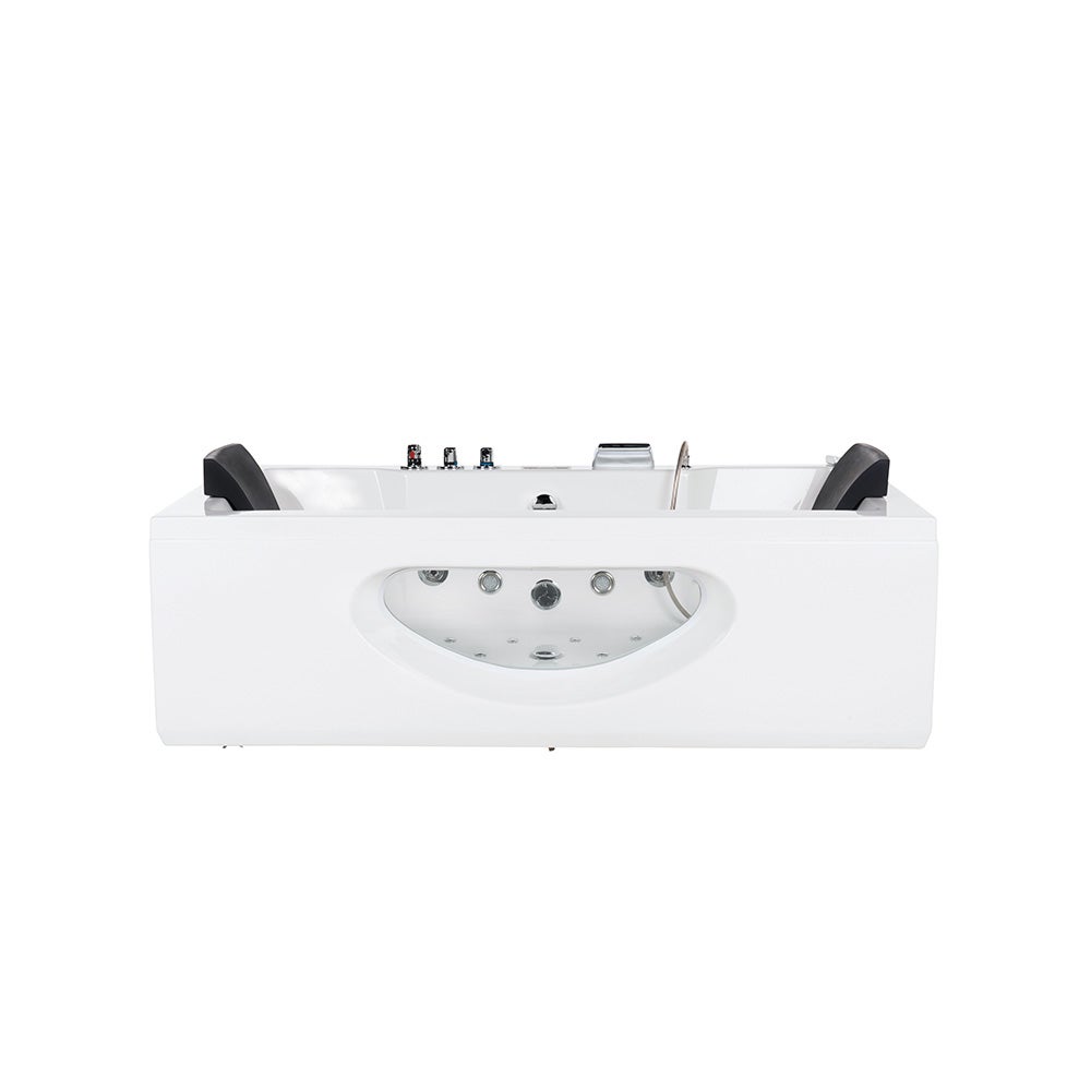 Home Deluxe - Whirlpool - LAGUNA M - Wit, Afmetingen: 180 x 90 x 55 cm - incl. radio, verwarming en lichttherapie | Hoekbad voor 2 personen, binnenwhirlpool