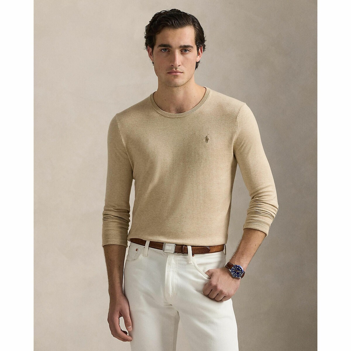 POLO RALPH LAUREN<br>Suéter de algodão com gola redonda