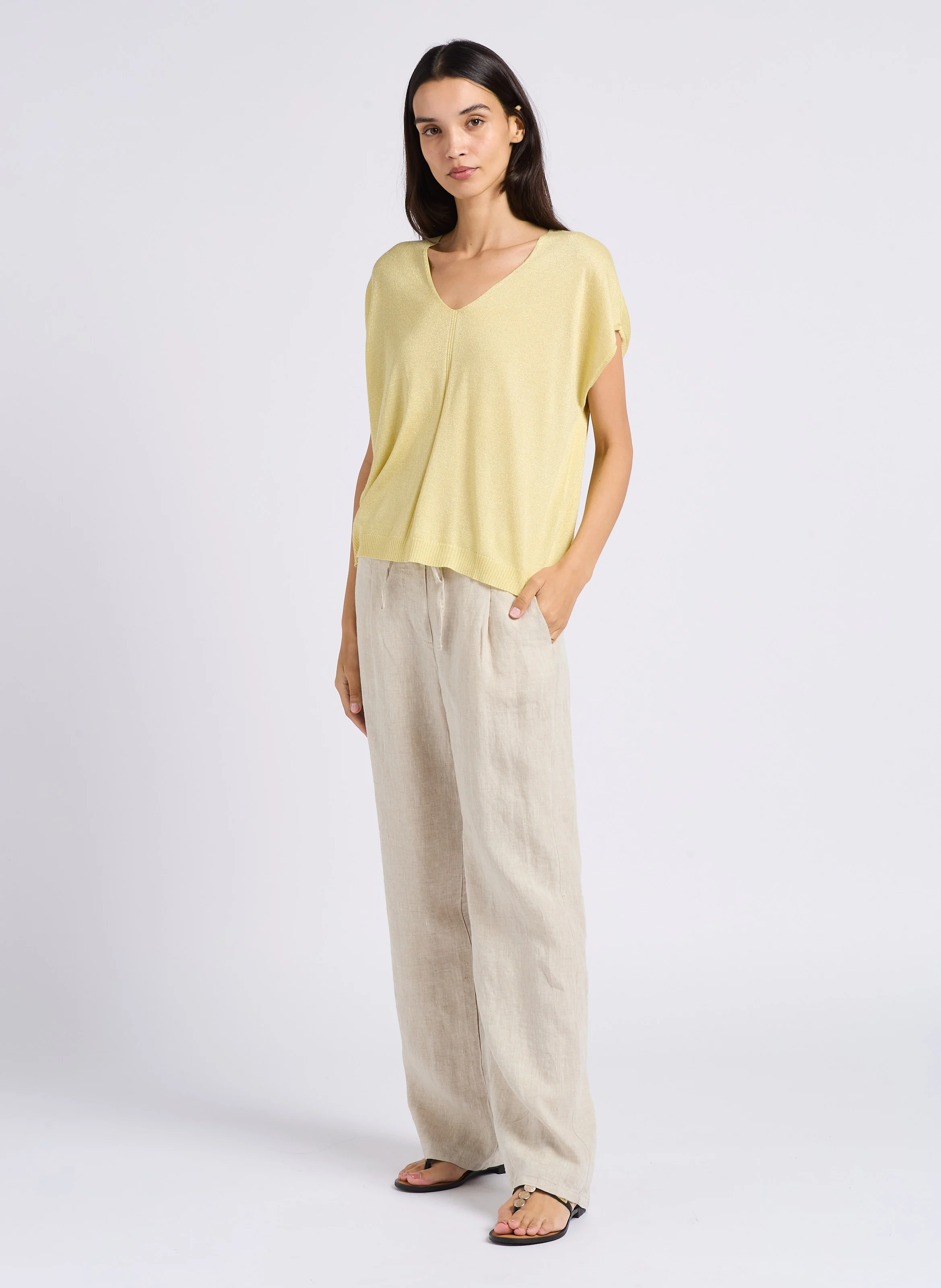 HORELIA - Sandales plates en cuir | Blanc