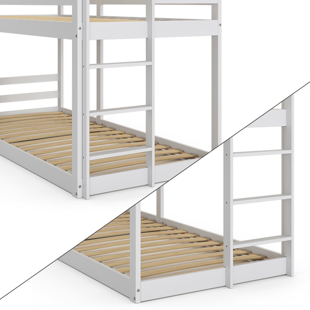 Vitalispa Doppelstockbett Maja 200 x 90 cm Weiß mit Leiter, Etagenbett, 2 Kinder
