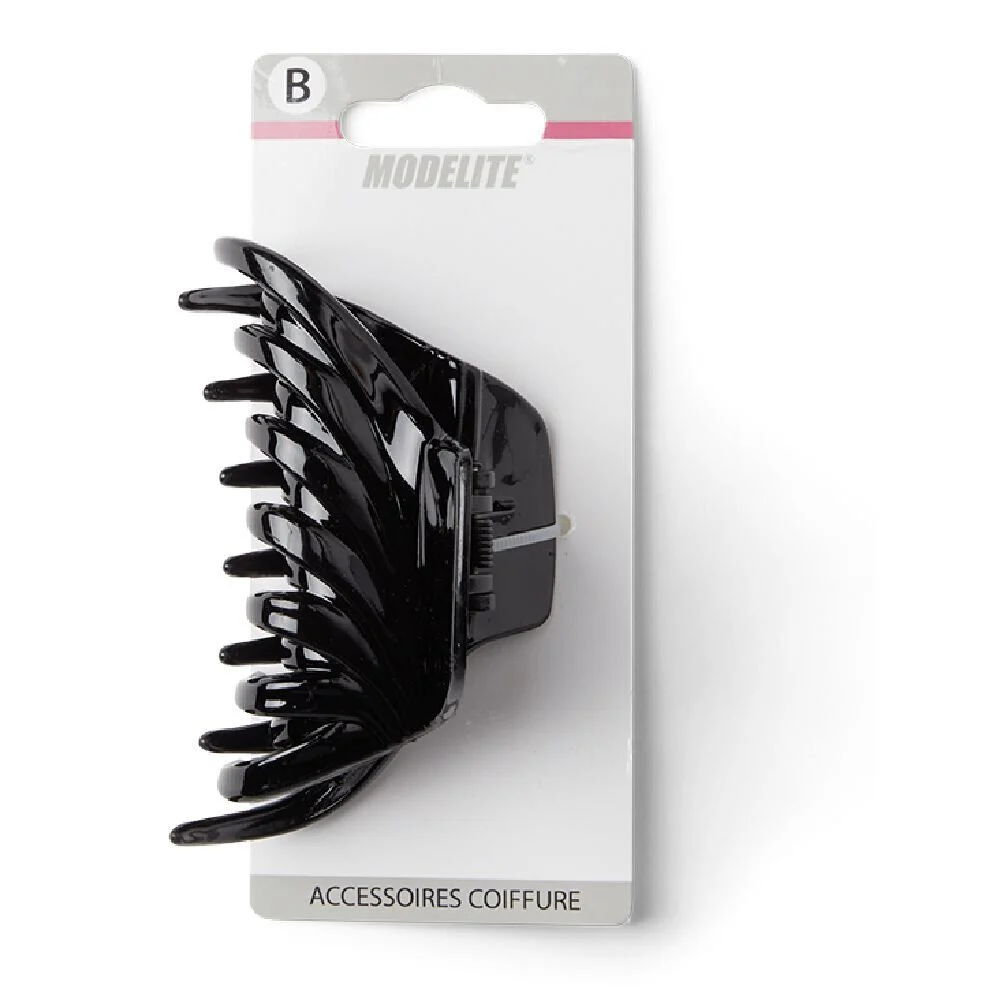Pince à cheveux effet papillon plastique noir brillant 9cm