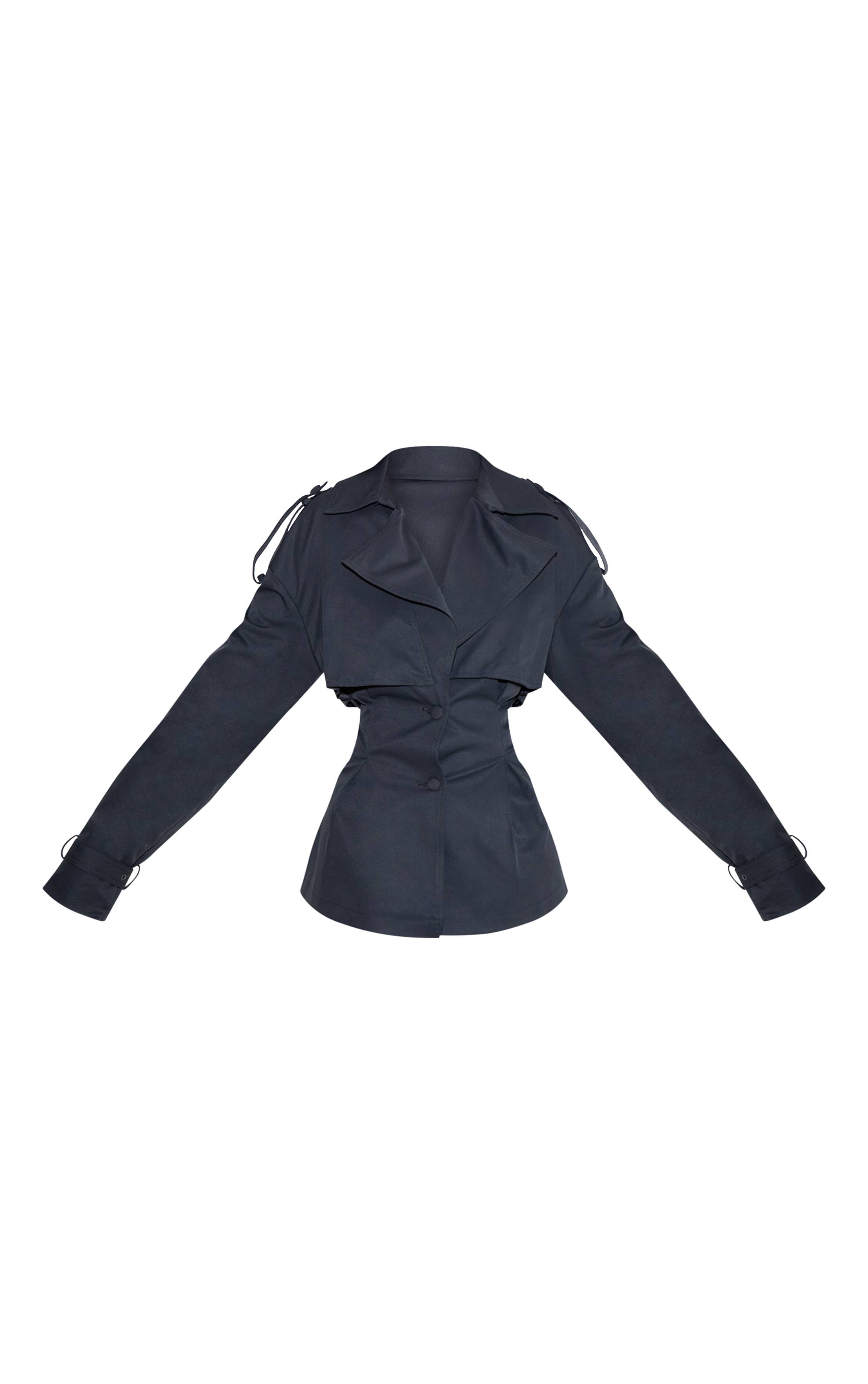 Charbon Trench-coat Ceinturé Raccourci