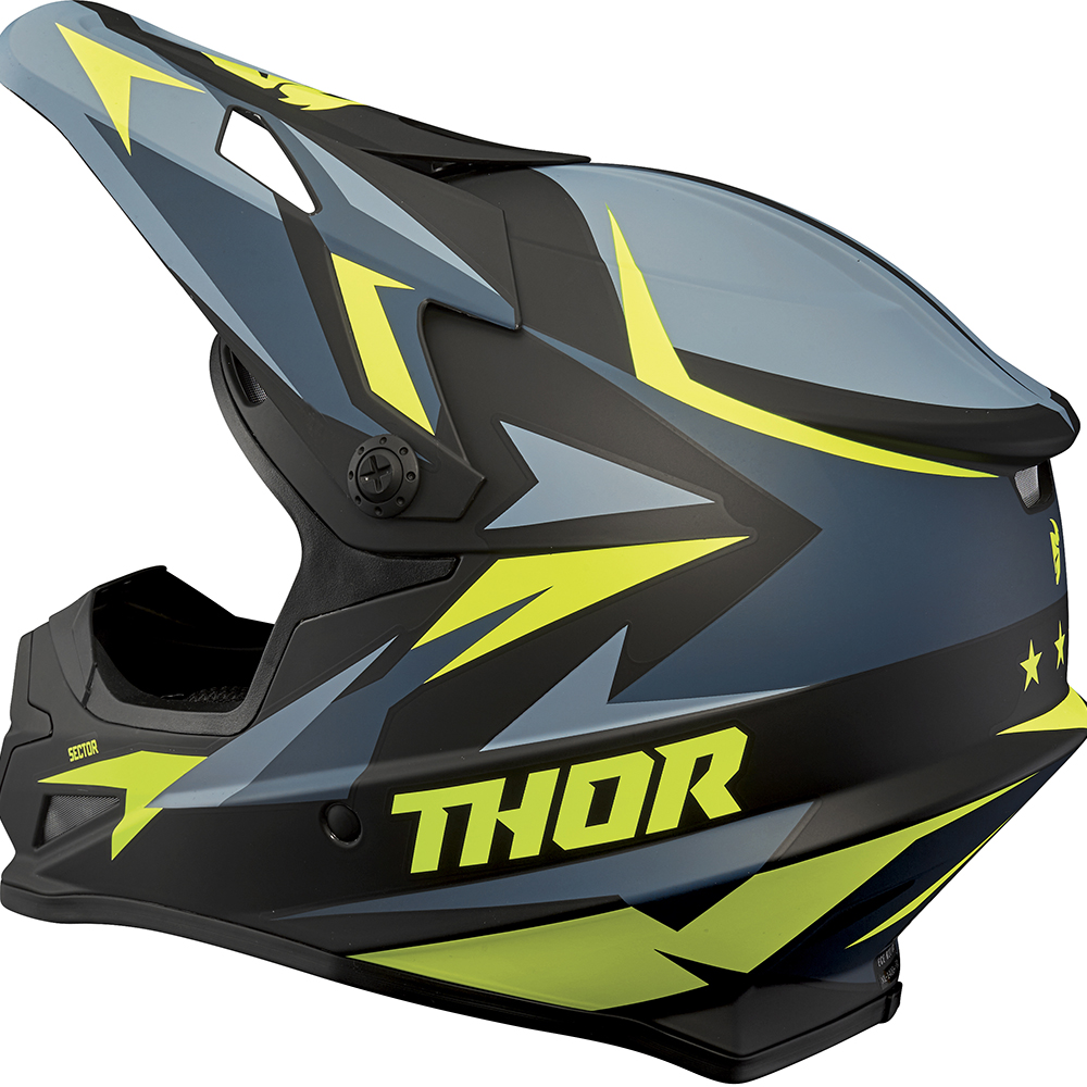 Thor Motocross - Casque Sector Warship Noir / Bleu / Jaune
