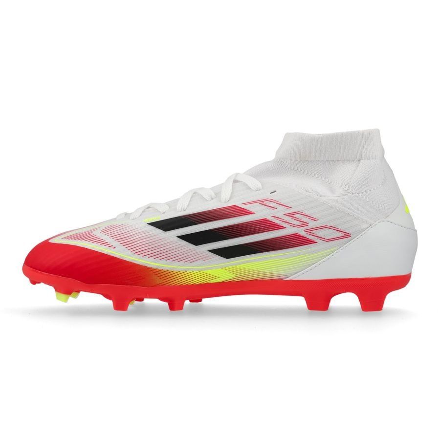 adidas F50 League Mid FG/AG Pure Victory - Blanc/Noir/Jaune Enfant