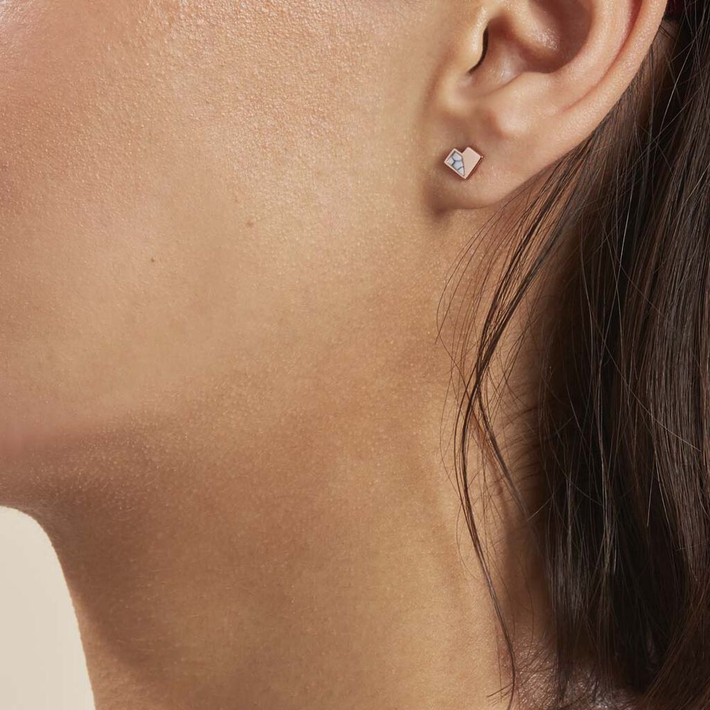 Boucles D'oreilles Puces Rossana Argent Rose Pierre De Synthese
