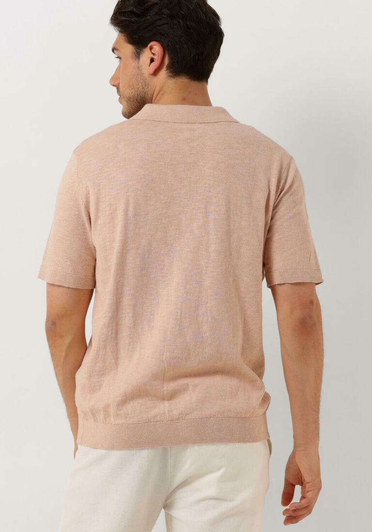 SELECTED HOMME perzik selected homme polo slhberg linen ss knit open polo