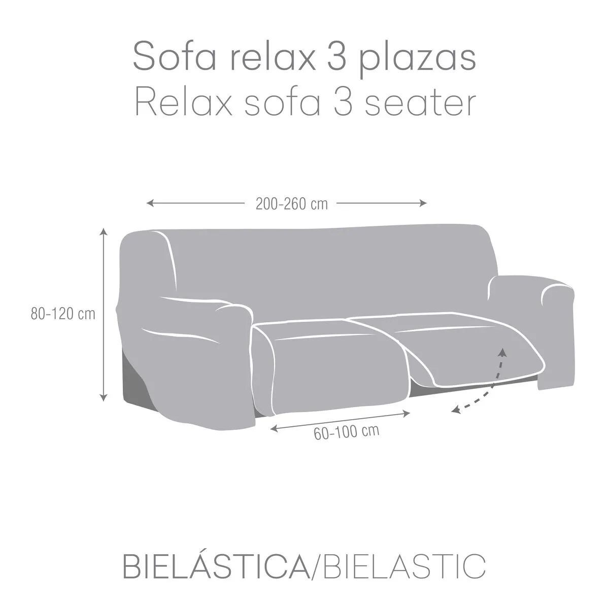 Eysa ROC Housse de canapé - Gris foncé - 70 x 120 x 260 cm