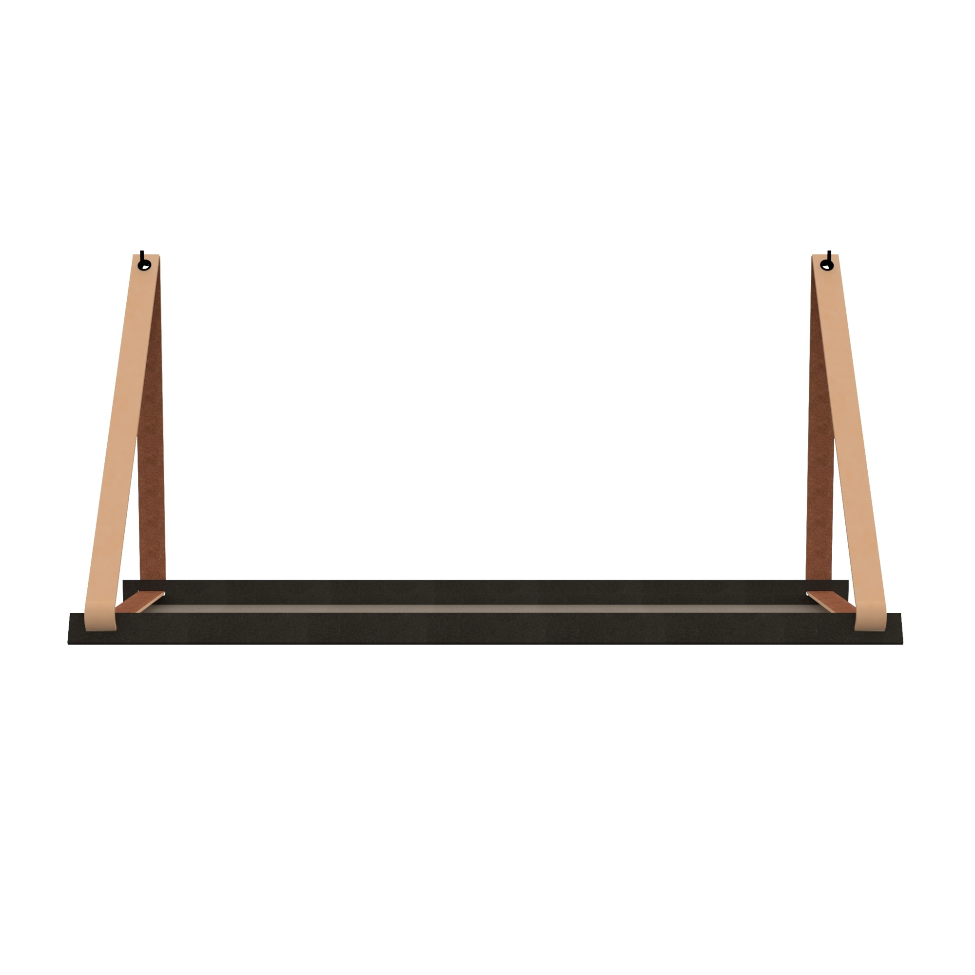 Stalen wandplank 70x20cm - incl. leren plankdragers Stalen wandplank met leren plankdragers - Peach