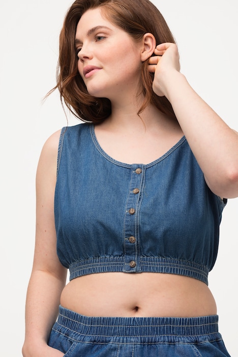 Bustier, Jeansoptik, Rundhals, Biobaumwolle
