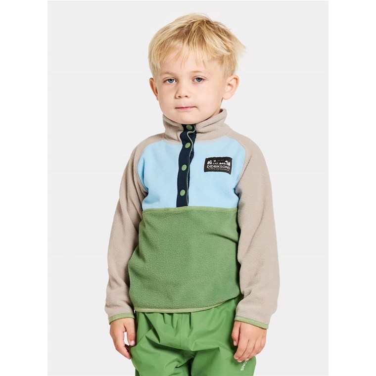 Didriksons Monte Kids Half Button 4 Algae Green