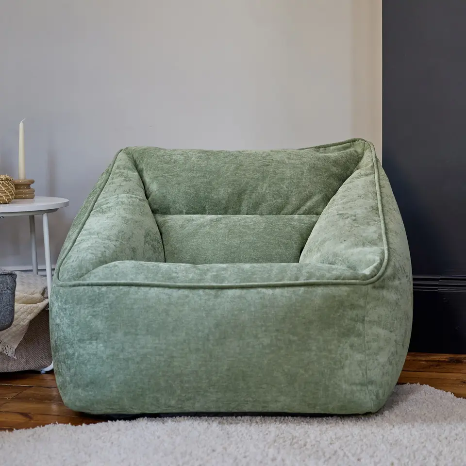 icon Zitzak Natalia - Chenille Zitzak Fauteuil - Saliegroen