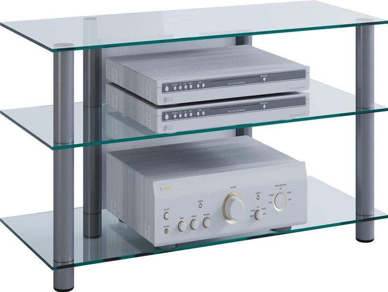 VCM - Sindas - TV Meubel - Aluminium - Glas - 3 Planken