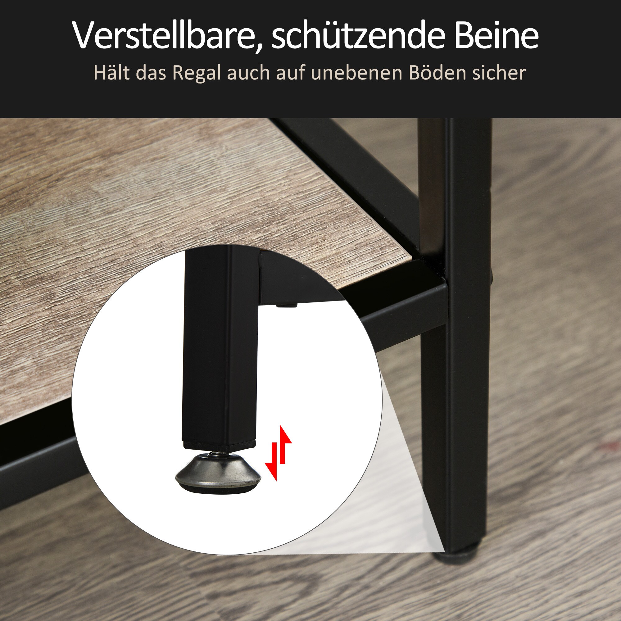 HOMCOM Standregal im industriellen Stil Eiche, schwarz 120 x 32 x 95 cm (BxTxH)
