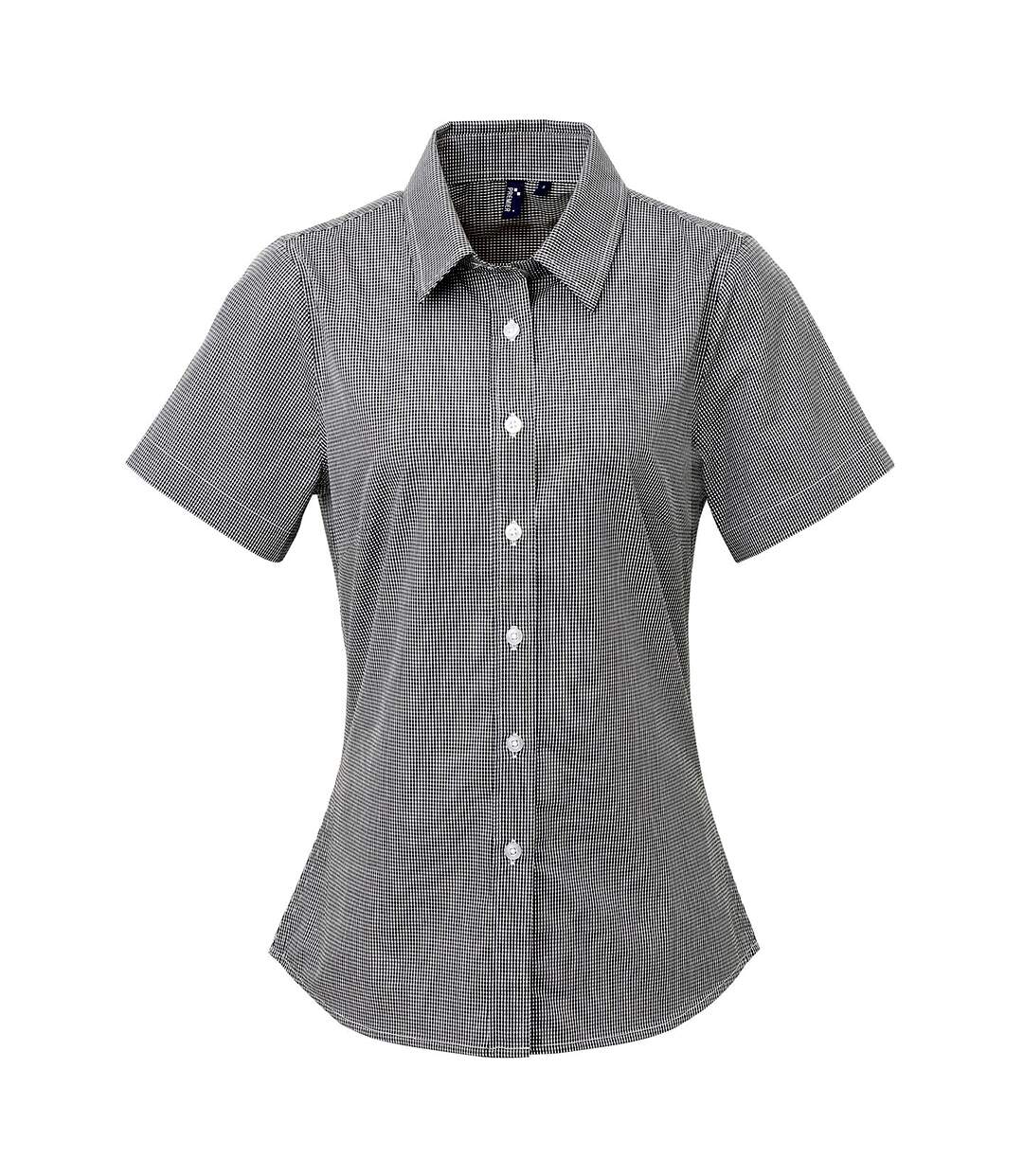 Premier Microcheck - Chemise en coton à manches courtes - Femme (Noir/Blanc) - UTRW5522