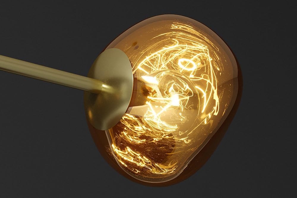 invicta INTERIOR Design Hängelampe Liquid Diamond - 100cm - Gold - Deckenlampe aus Glas & Stahl, fünf Kugelleuchten