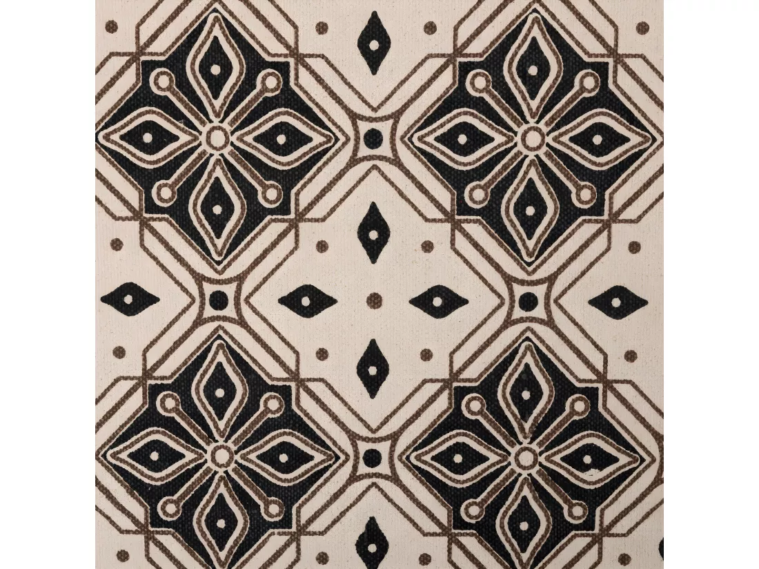 Tapis de couloir en Coton Beige et Noir motif mosaïque 80 x 200 cm