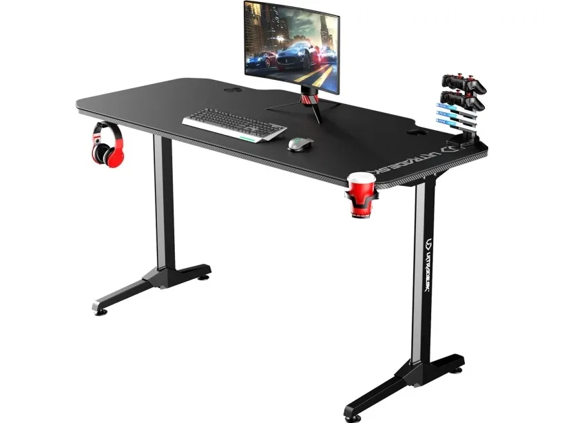 Ultradesk Frag Gaming Desk, sort med sort måtte