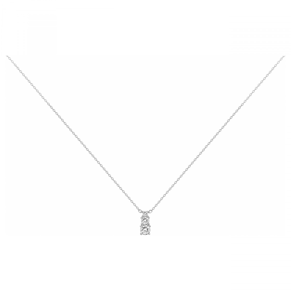 Collier mono-motif en Argent avec oxyde de zirconium blanc