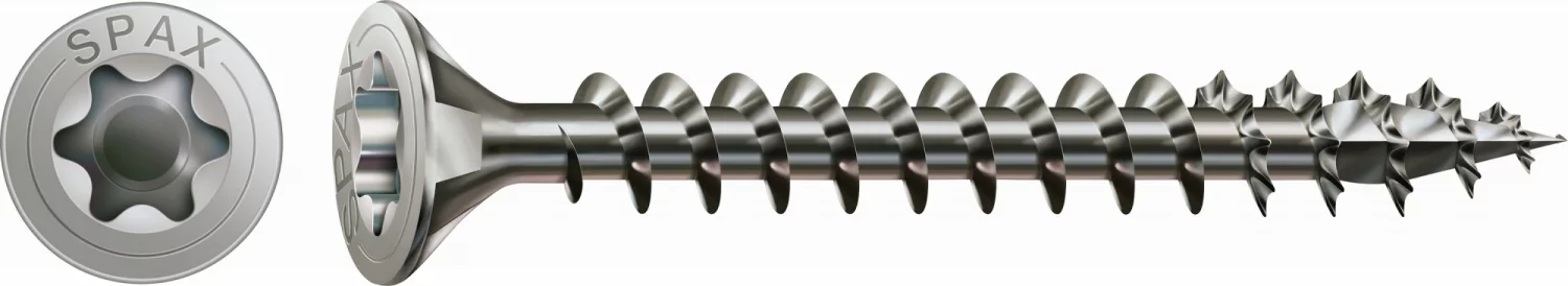 SPAX 1197000600403 Roestvaststalen schroef, Verzonken kop, 6 x 40, Voldraad, T-STAR plus TX30 - blank - 200 stuks