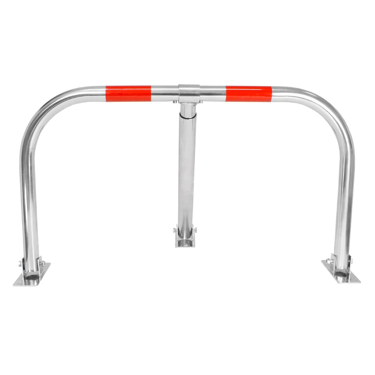 ECD Duitsland 1x Parkeerbarrière, parkeerpaal 84 x 48 cm, opvouwbaar, inklapbaar, gemaakt van gegalvaniseerde metalen buis 32 mm, parkeerpaal met 3 poten en 2 rode waarschuwingsstrepen, parkeerbarrière