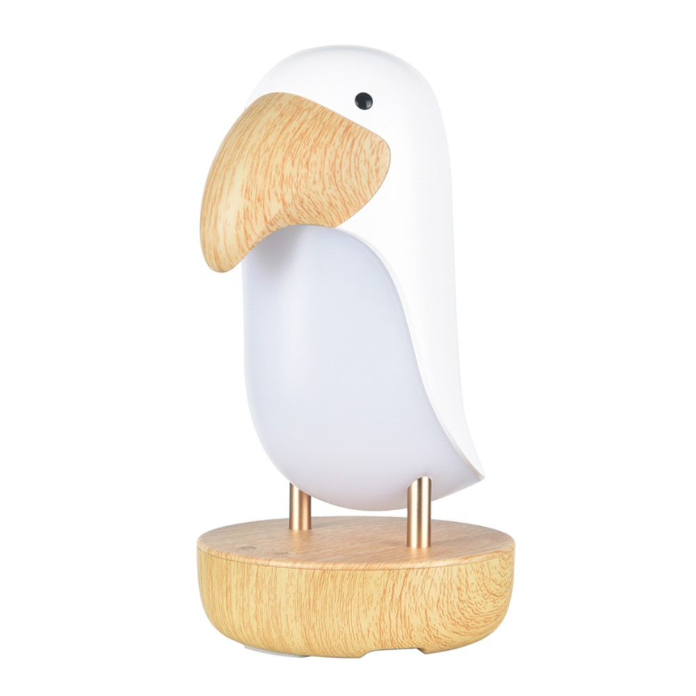 Tukan Vogel Bluetooth Lautsprecher mit LED Nachtlicht - Weiss / Braun